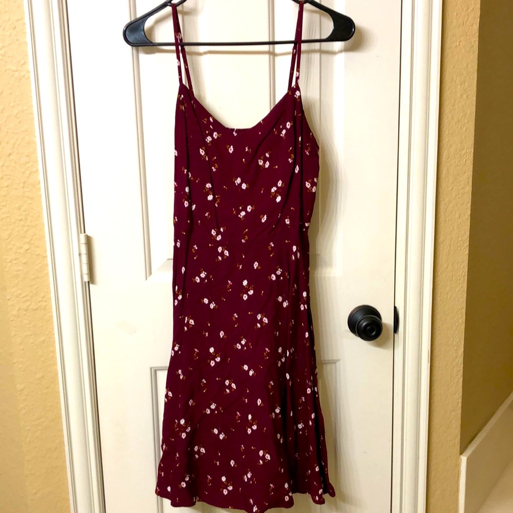 Burgundy floral summer dress